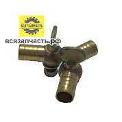 Тройник ёлочка Ø 10 мм + 2 крана для компрессора