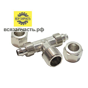 Тройник M1/2 - Ёлочка Ø 8х8 мм с креплением под гайку