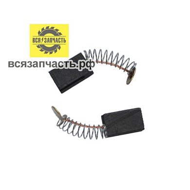 Электроугольная щетка 6х9х15 мм, 2 проточки, пружина, круглый пятак d, мм - 7,5 для электрокос STERN, STURM, PATRIOT и т.п.