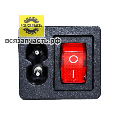 Сетевой разъем с выключателем и разъемом питания 2pin C7 гнездо восьмерка, 3 контакта