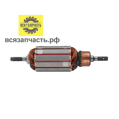 Якорь для электрокосы STURM GT3512B, ИНТЕРСКОЛ КРЭ-23/1000 (L-184 мм, D-48.5 мм, 21 зуб, прямо)
