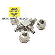 Тройник соединитель пластиковых трубок под шланг 6х6х6 мм с креплением под гайку