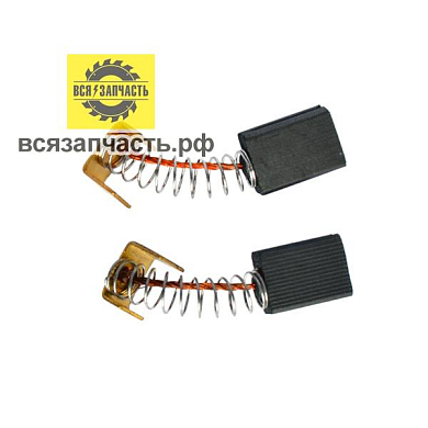 Электроугольная щетка 5х8х11 проточка с 2-х сторон, пружина, кв.пятак-уши электролобзика ИНТЕРСКОЛ МП-65Э VZ