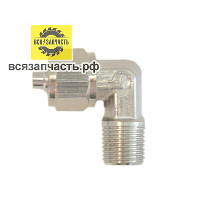 Соединитель уголок пластиковых трубок резьба M1/4 - Ёлочка Ø 6 мм с креплением под гайку