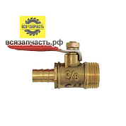 Шаровой кран флажок для компрессора резьба F3/8- Ёлочка Ø 8 мм