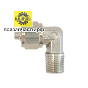 Соединитель уголок пластиковых трубок резьба M1/4 - Ёлочка Ø 6 мм с креплением под гайку VZ