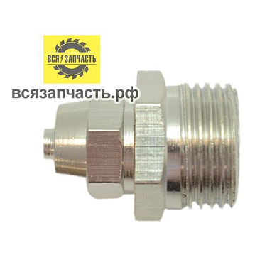 Соединитель трубок резьба M3/8/Ёлочка Ø 6 мм с креплением под гайку